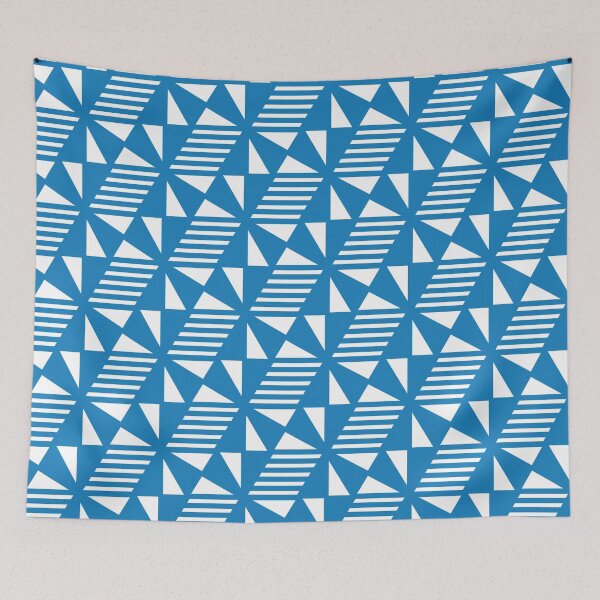 Item preview, Patrón de triángulos, líneas y cubos - Azul designed and sold by RoguePatterns.