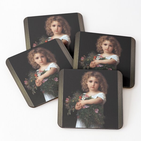 Item preview, Little Girl With Flowers by William-Adolphe Bouguereau Old Masters Prints designed and sold by Xzendor7 Digital Art Creations.