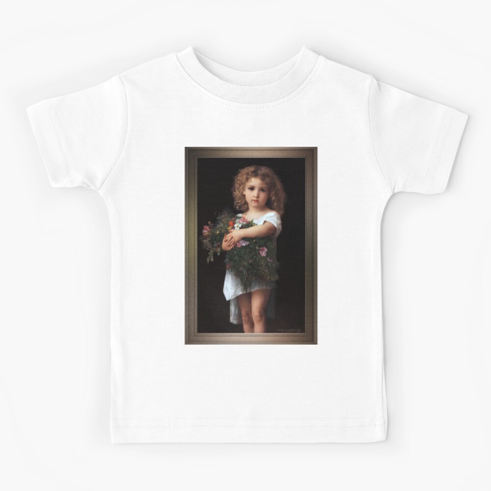 Camiseta para niños «Niña con flores de William-Adolphe Bouguereau Old