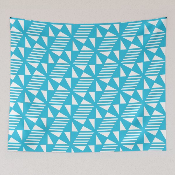 Item preview, Patrón de triángulos, líneas y cubos - Azul claro designed and sold by RoguePatterns.
