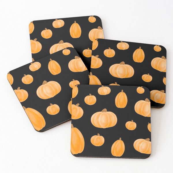 Item preview, Fall Pumpkin Pattern on a Black Background designed and sold by Lady-Lilac.