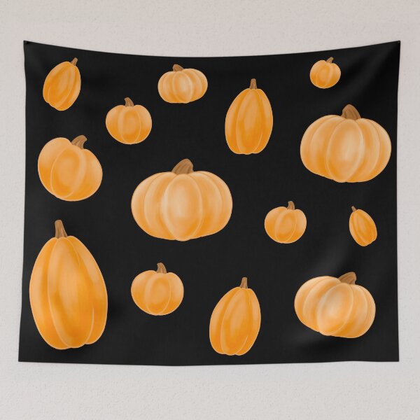 Item preview, Fall Pumpkin Pattern on a Black Background designed and sold by Lady-Lilac.