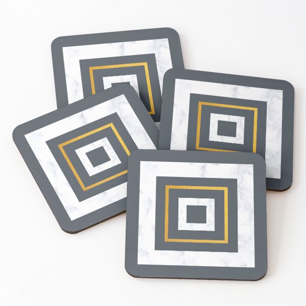 Item preview, Charcoal marble and gold squares designed and sold by Silver-bee.