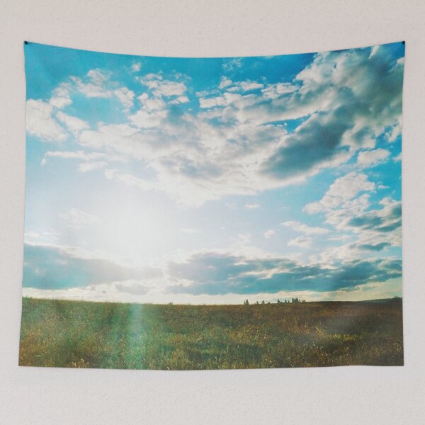 Item preview, Sun brightly shining in the sky and pouring the fild with its beams designed and sold by helenkaiy.