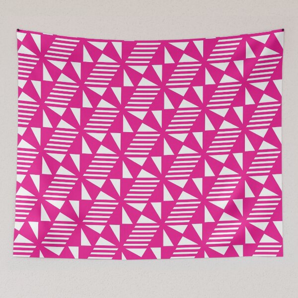 Item preview, Patrón de triángulos, líneas y cubos - Fucsia designed and sold by RoguePatterns.