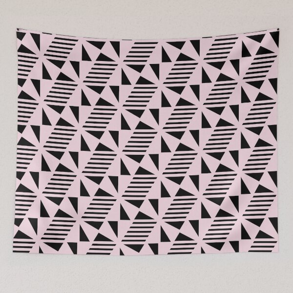 Item preview, Patrón de triángulos líneas y cubos - Rosa designed and sold by RoguePatterns.