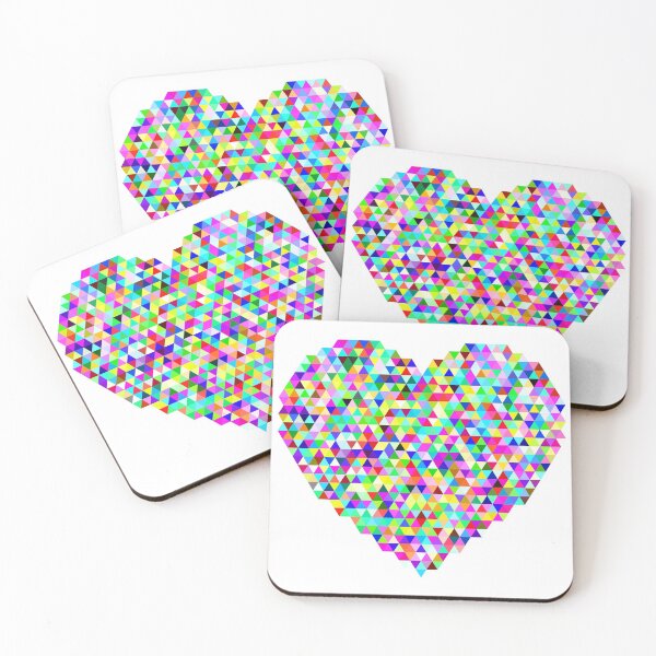 Item preview, Pixelated Heart Triangles Bright Rainbow Love designed and sold by Handstand365.