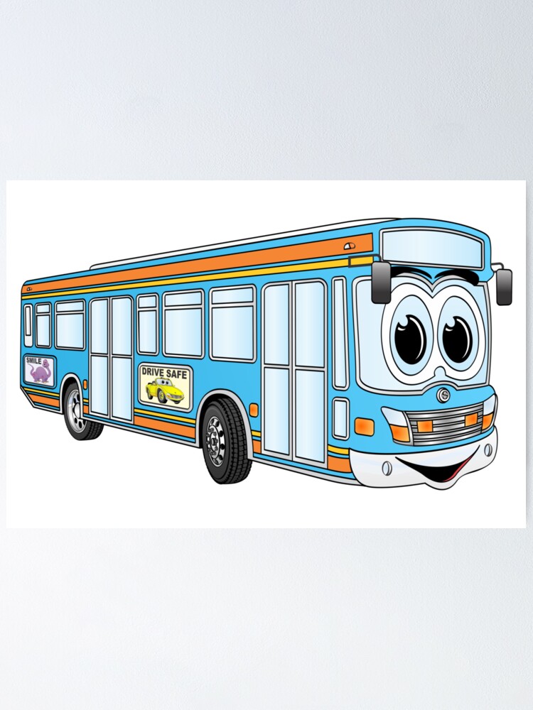 Blue City Bus Cartoon