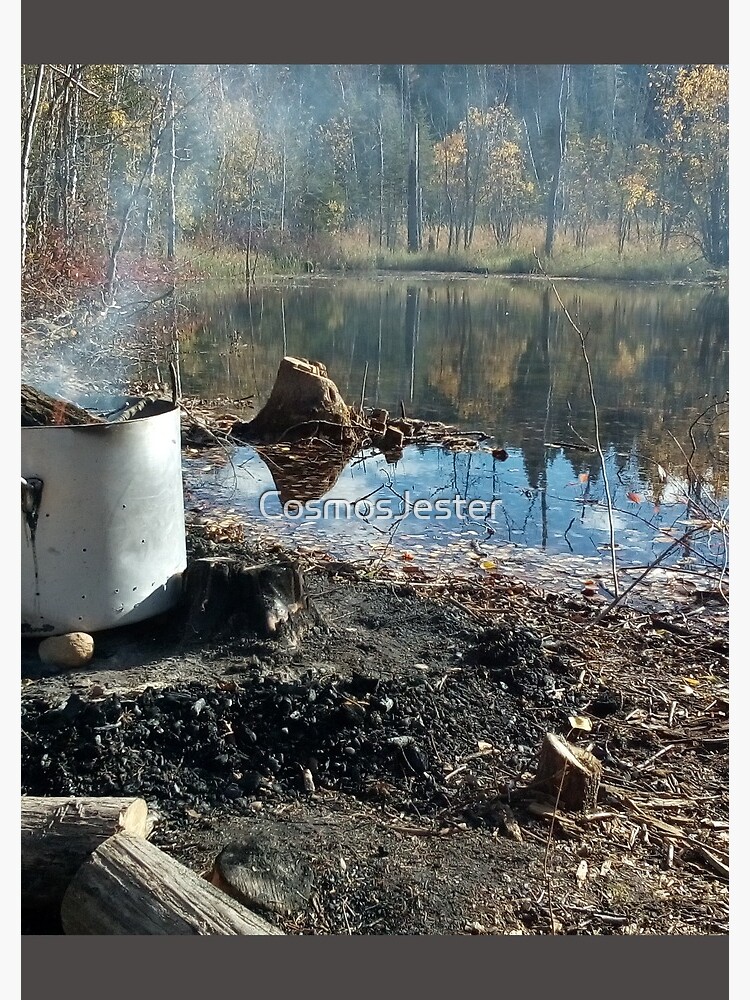 Autumnal drum fire by the lake horizontal by CosmosJester