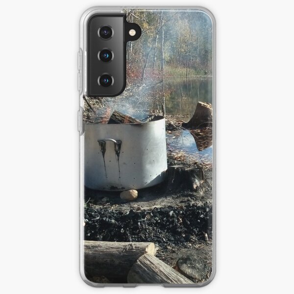 Autumnal drum fire by the lake horizontal Samsung Galaxy Soft Case