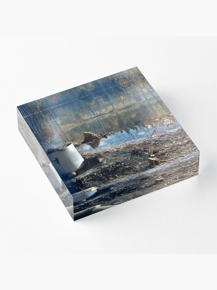 Alternate view of Autumnal drum fire by the lake horizontal Acrylic Block