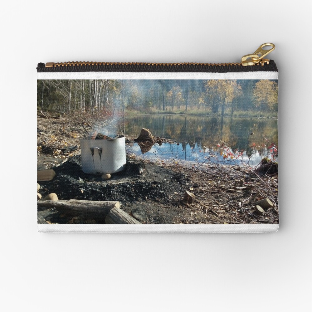 Autumnal drum fire by the lake horizontal Zipper Pouch