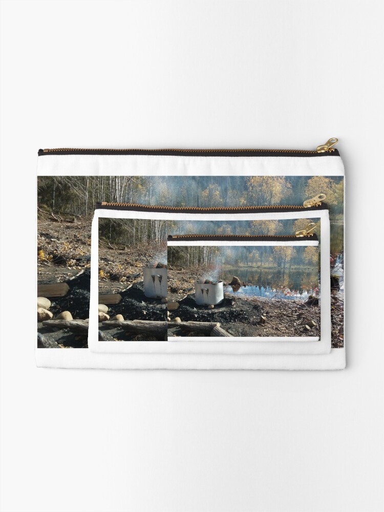 Alternate view of Autumnal drum fire by the lake horizontal Zipper Pouch
