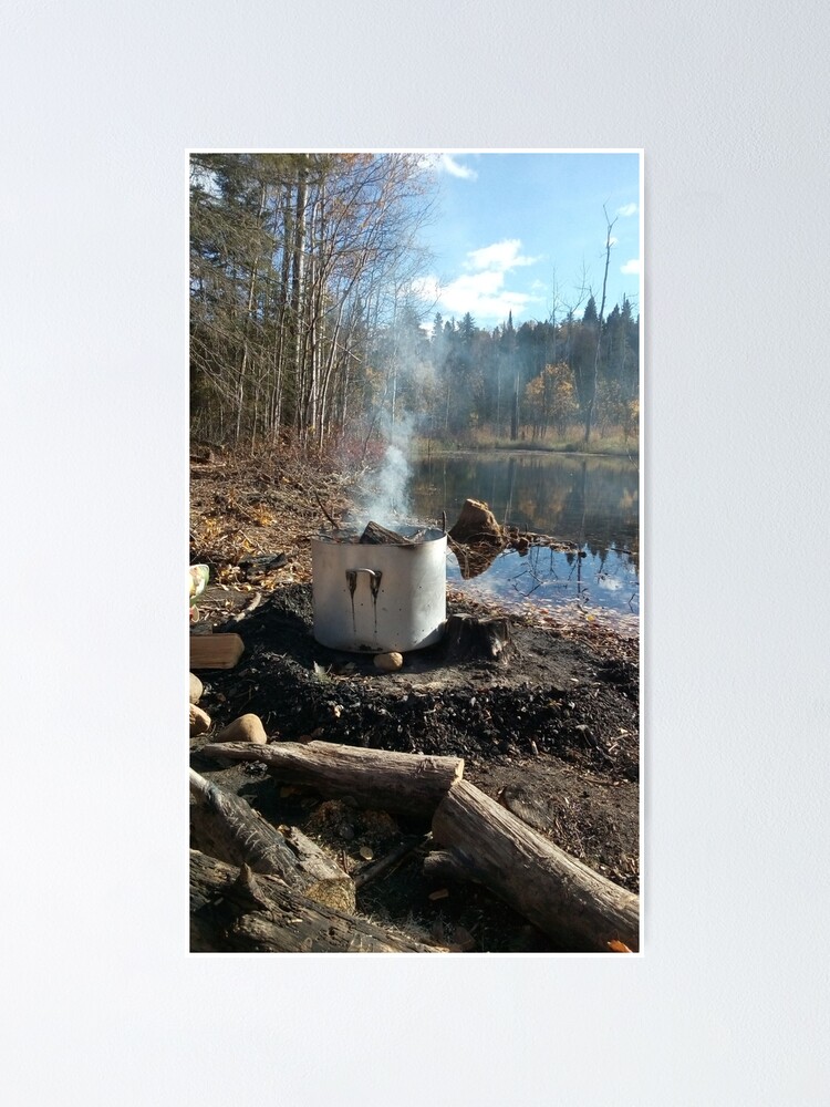 Alternate view of Autumnal drum fire by the lake vertical Poster