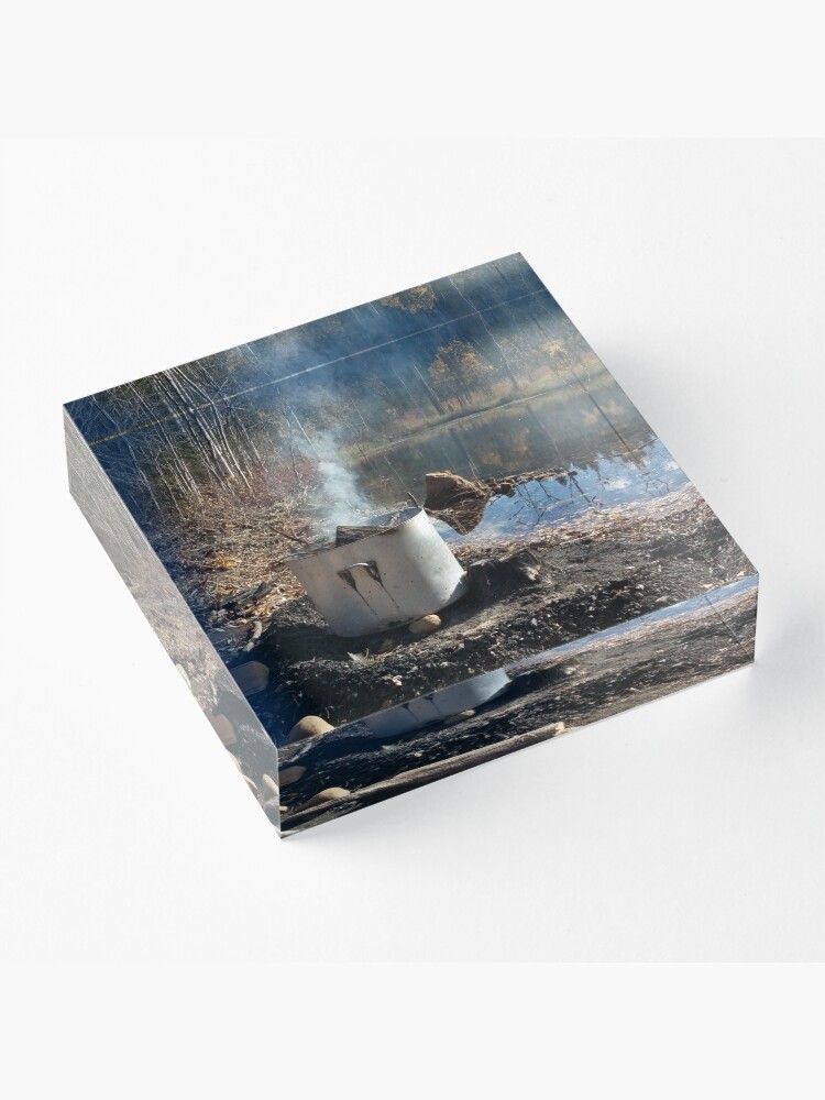 Alternate view of Autumnal drum fire by the lake vertical Acrylic Block