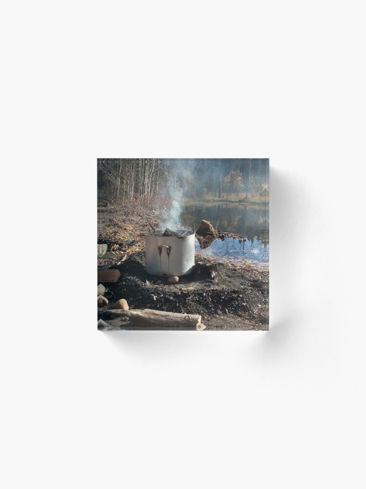 Alternate view of Autumnal drum fire by the lake vertical Acrylic Block