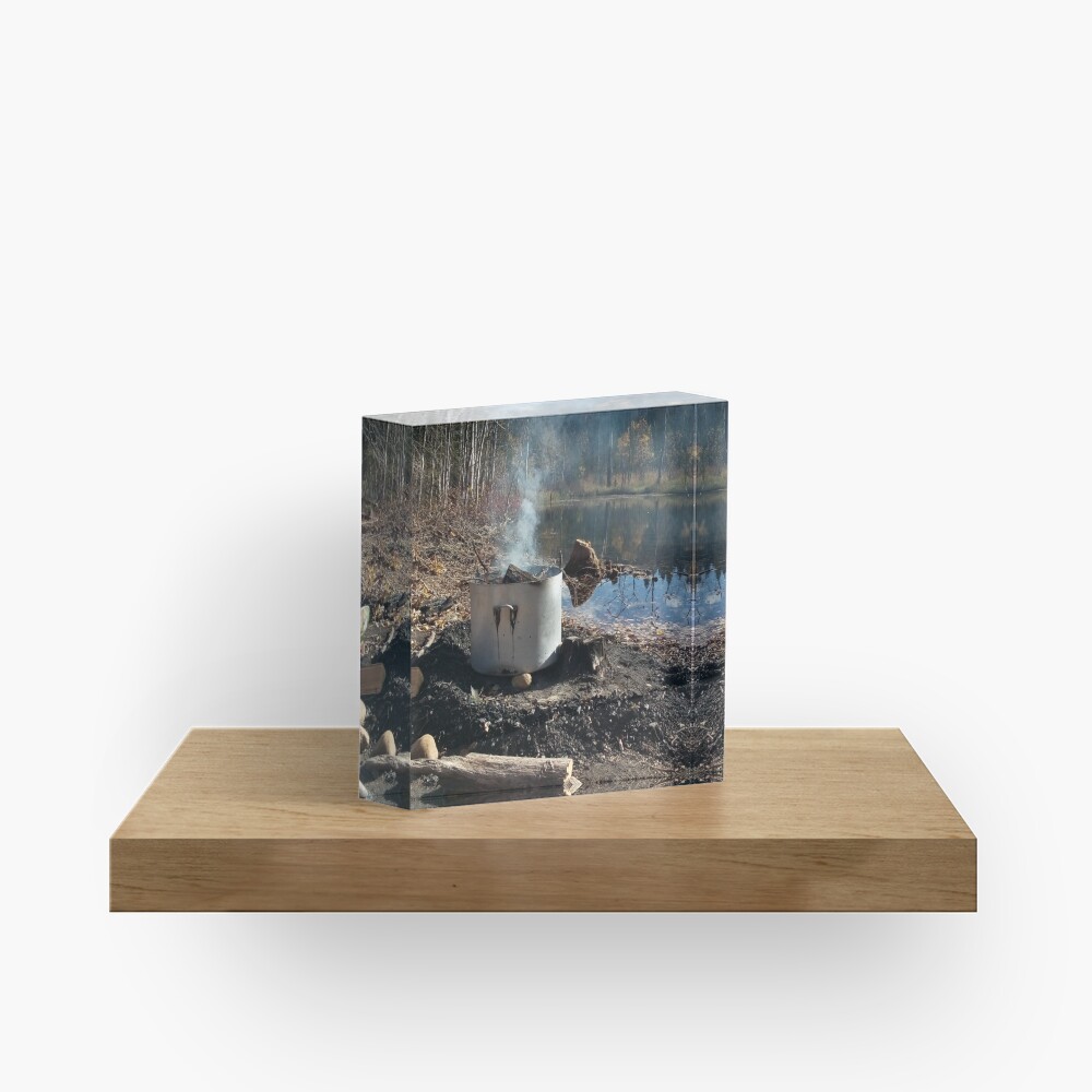 Autumnal drum fire by the lake vertical Acrylic Block