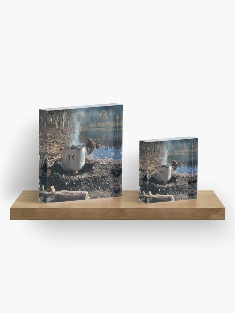 Alternate view of Autumnal drum fire by the lake vertical Acrylic Block
