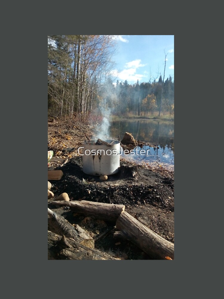 Autumnal drum fire by the lake vertical by CosmosJester