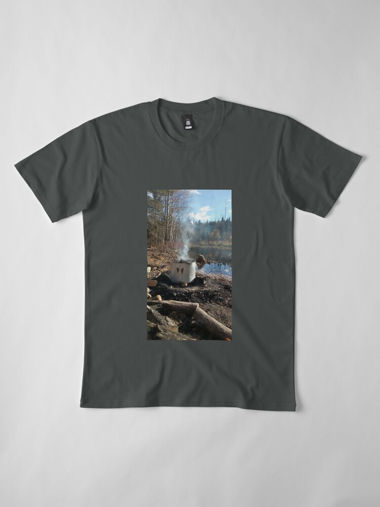 Alternate view of Autumnal drum fire by the lake vertical Premium T-Shirt
