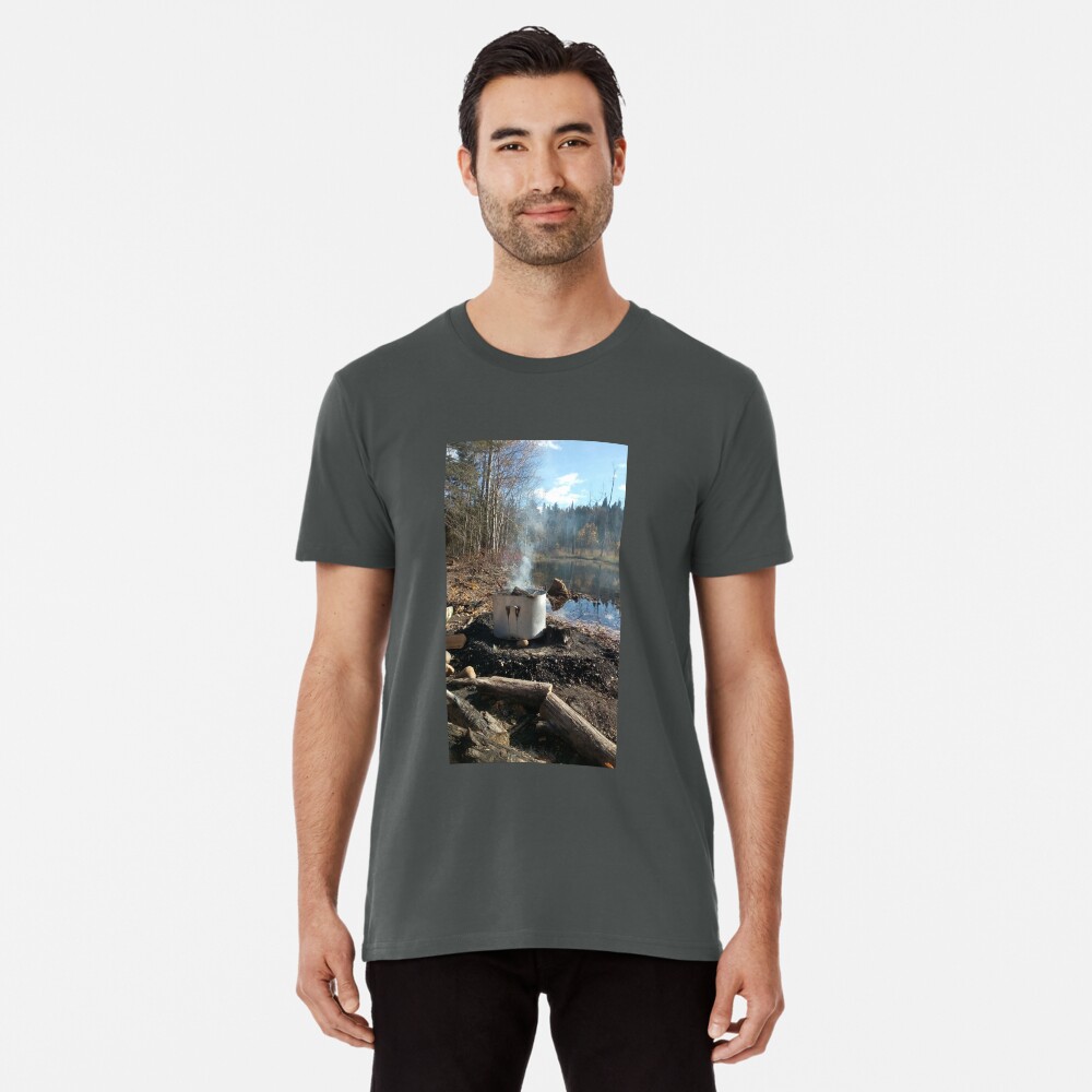Autumnal drum fire by the lake vertical Premium T-Shirt