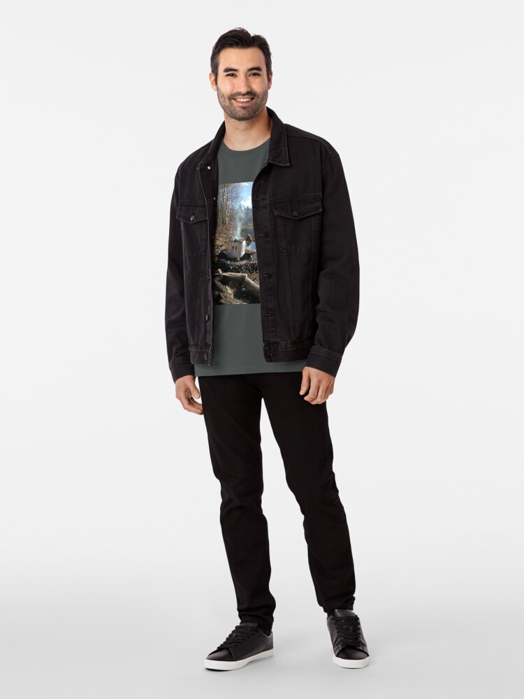 Alternate view of Autumnal drum fire by the lake vertical Premium T-Shirt