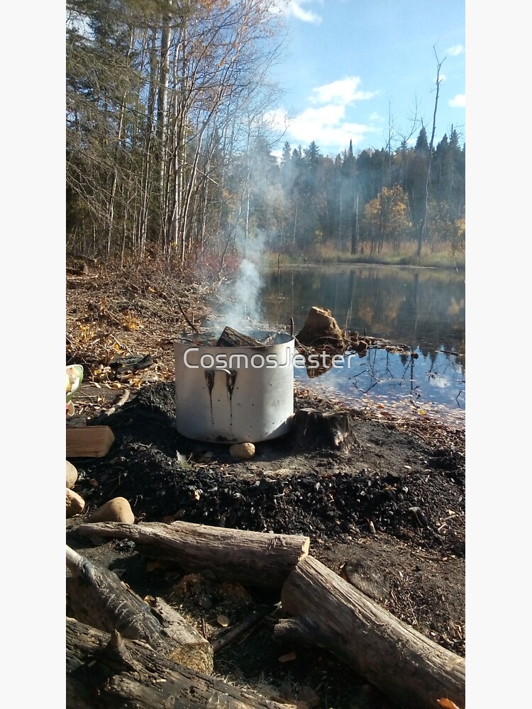 Autumnal drum fire by the lake vertical by CosmosJester