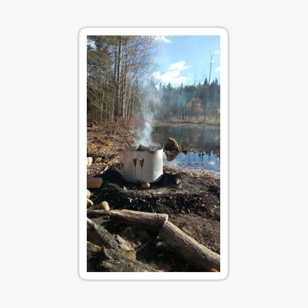 Autumnal drum fire by the lake vertical Sticker