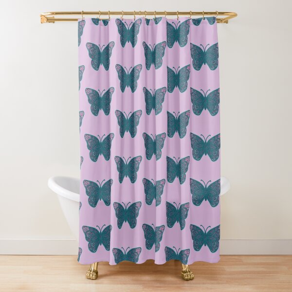 Blue Butterfly Mandala  Shower Curtain