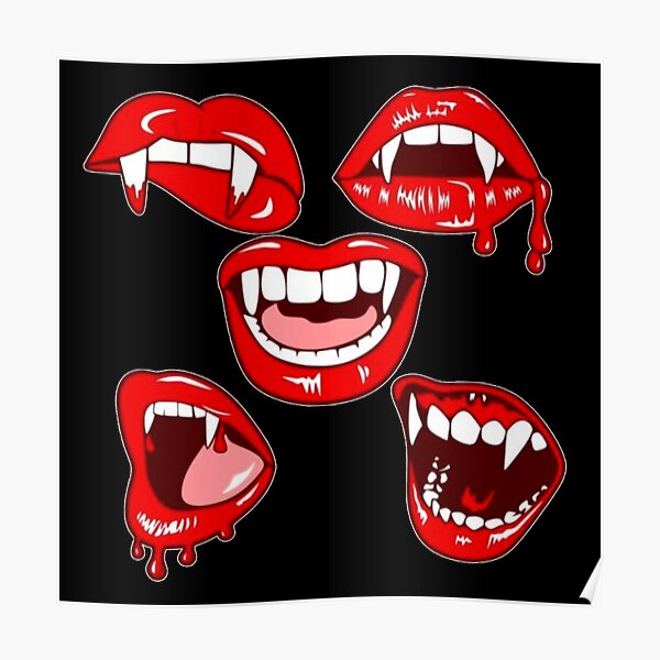 Sexy Vampire Lips with Blood Dripping Poster