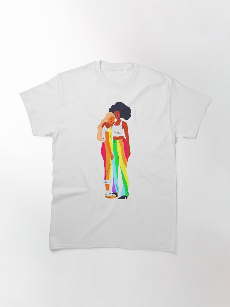 Alternate view of lesbian girls- LGBTQIA+ rainbow ,love wins tshirt,pride prade,LGBTQ queer,transgender,live with pride,Rainbow, Gay Pride T-Shirt, Cute Rainbow, Pride Rainbow Print, Pride Outfit, Gay Tee, Lesbian Classic T-Shirt
