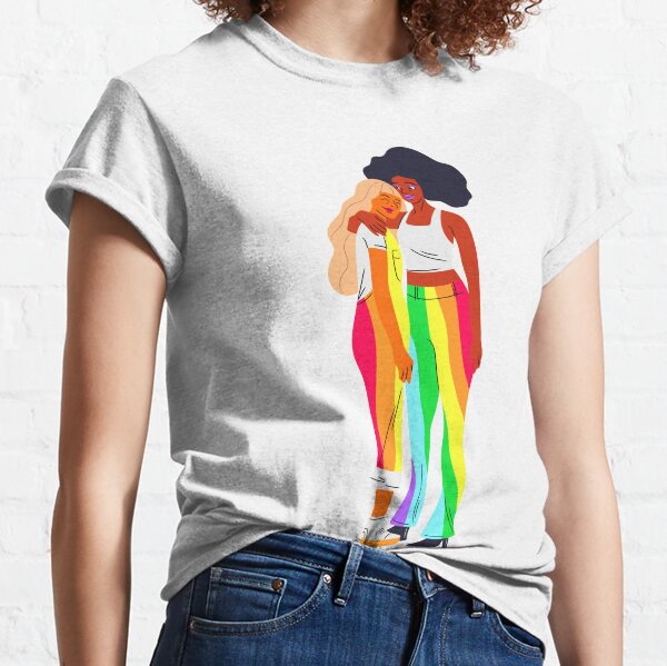 lesbian girls- LGBTQIA+ rainbow ,love wins tshirt,pride prade,LGBTQ queer,transgender,live with pride,Rainbow, Gay Pride T-Shirt, Cute Rainbow, Pride Rainbow Print, Pride Outfit, Gay Tee, Lesbian Classic T-Shirt
