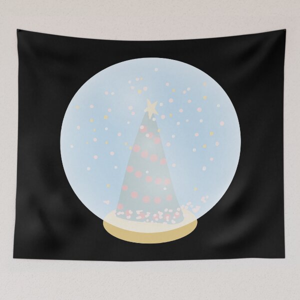 Item preview, blue snowglobe with pastel christmas tree designed and sold by rysunki-malunki.