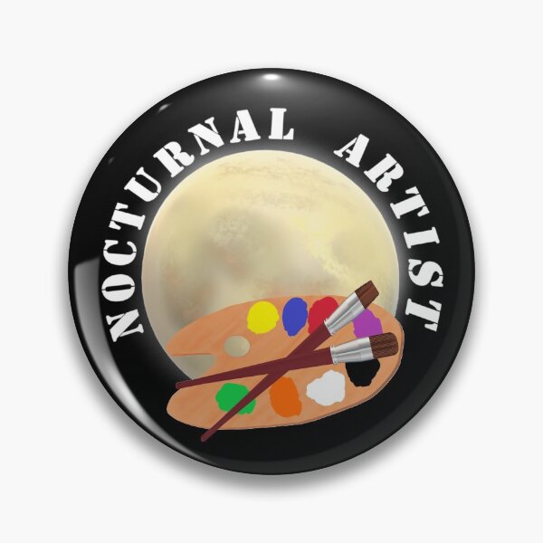 Item preview, Nocturnal Artist. Moon and Artist Paint Palette with Brushes.  designed and sold by ArtByLM.