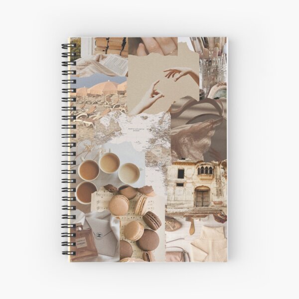 Brown Beige Academia  Aesthetic Collage Spiral Notebook