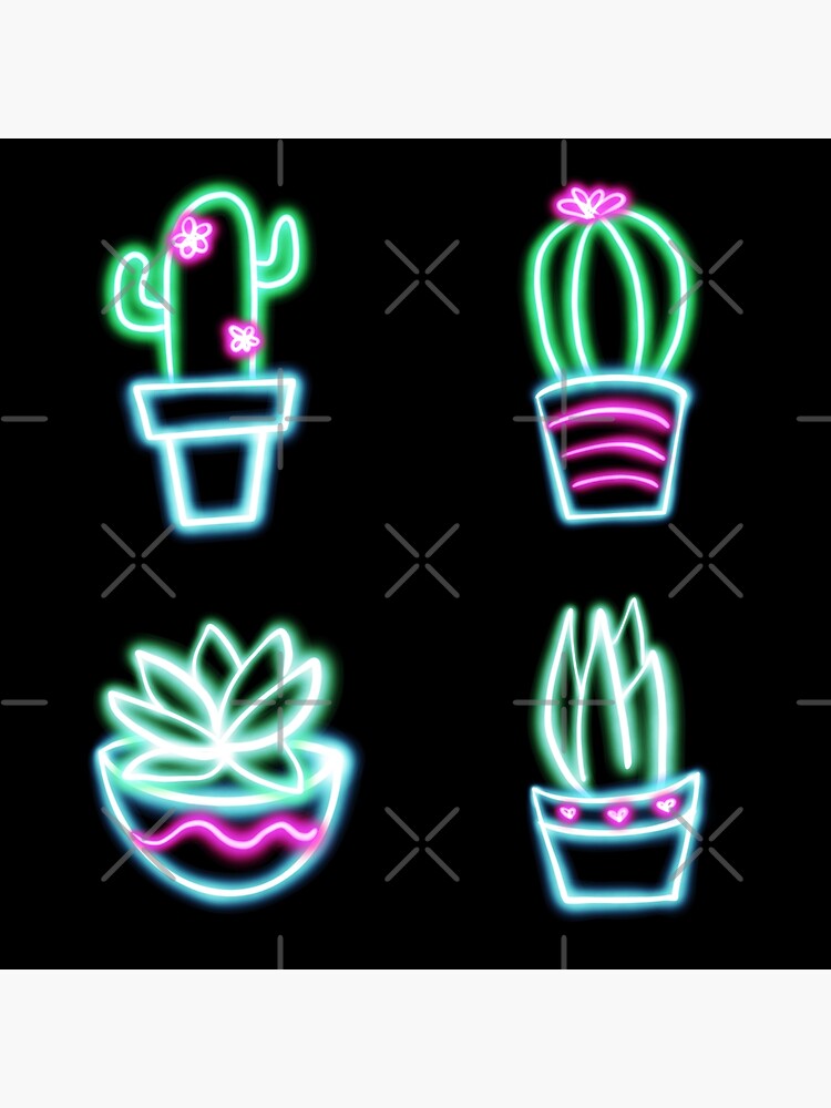 "Cute Neon Cactus Pack" Poster by Syrupandspice Redbubble