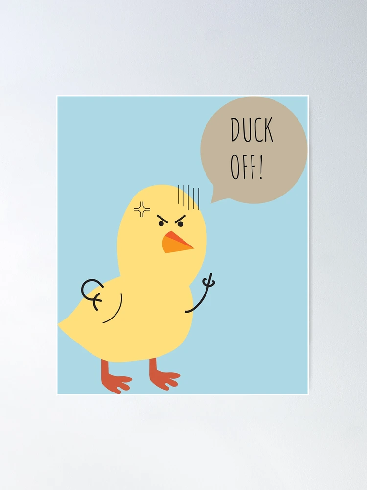 Button for Sale mit Ente weg. Der „Duck You“-Mittelfinger. von