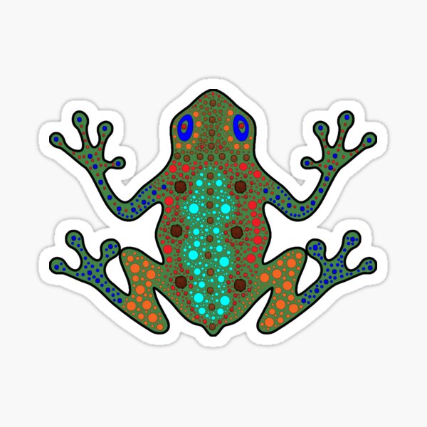 Aboriginal Art Frog Sticker For Sale By Darwinsworld Redbubble   St,small,507x507 Pad,600x600,f8f8f8 