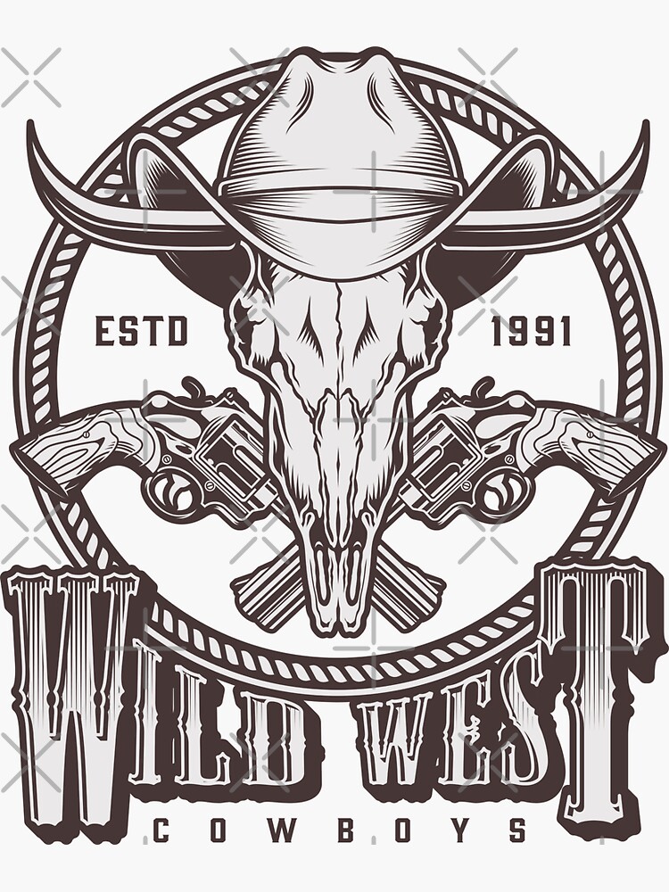 Wild West Site With Cowboys Or Western Bandits Items Flat Vector