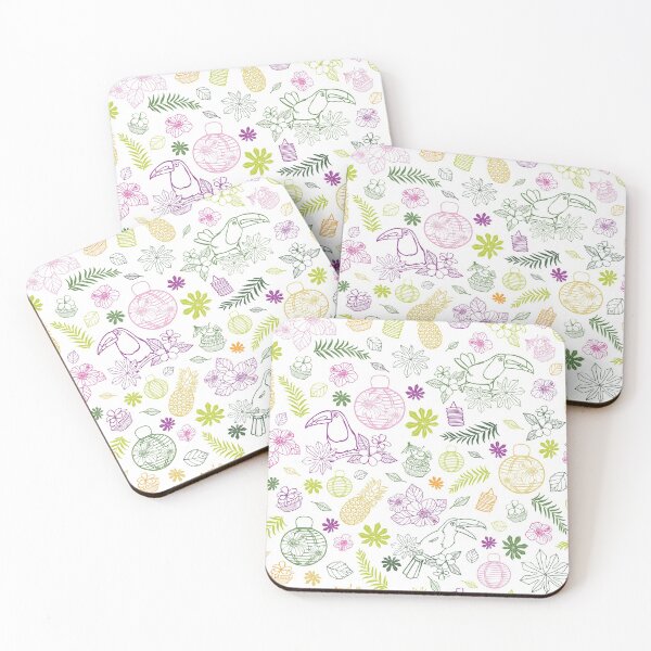Item preview, Vector white tropical birthday party seamless pattern designed and sold by jamiesoondesign.