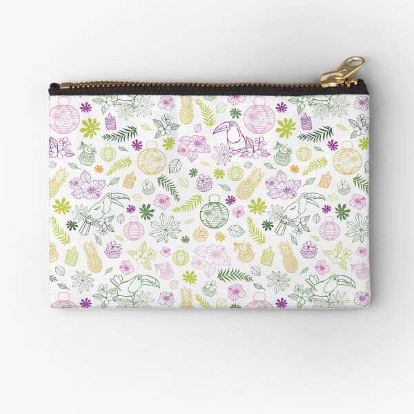 Vector white tropical birthday party seamless pattern Zipper Pouch