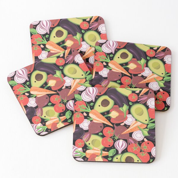 Item preview, Seamless pattern on a black background on a vegetable theme: different colored vegetables are mixed with each other. Beetroot, pepper, avocado, greens, eggplant, carrots, tomatoes. designed and sold by IrinaSenkova.