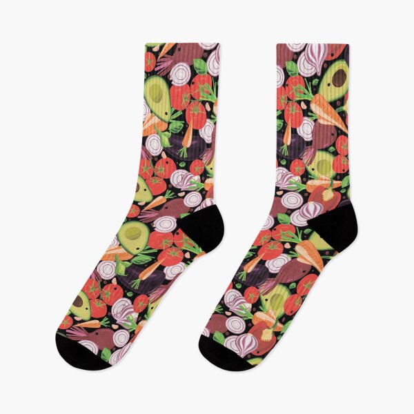 Item preview, Seamless pattern on a black background on a vegetable theme: different colored vegetables are mixed with each other. Beetroot, pepper, avocado, greens, eggplant, carrots, tomatoes. designed and sold by IrinaSenkova.