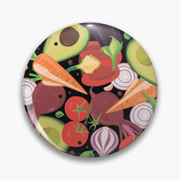 Item preview, Seamless pattern on a black background on a vegetable theme: different colored vegetables are mixed with each other. Beetroot, pepper, avocado, greens, eggplant, carrots, tomatoes. designed and sold by IrinaSenkova.