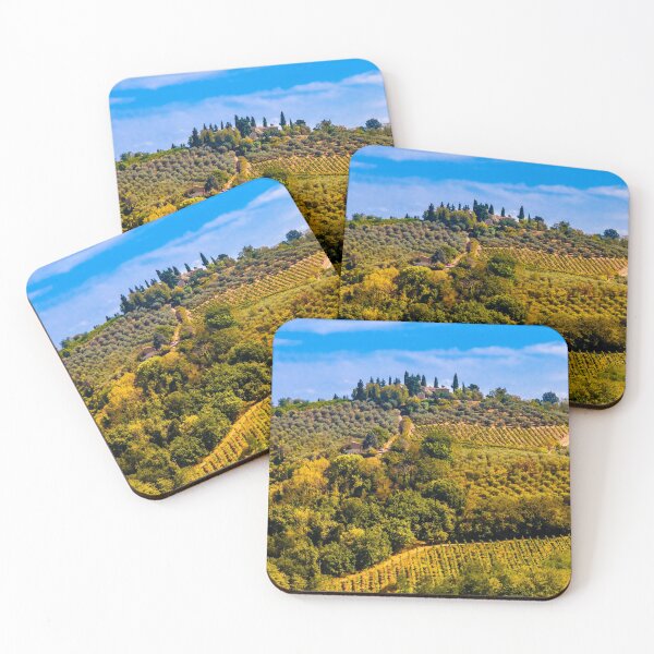 Item preview, Farm on a hill with vineyards and olive tree orchards in the countryside of San Gimignano, Tuscany, Italy. designed and sold by H-AB.