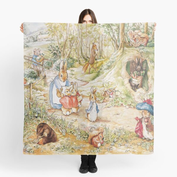 Beatrix Potter Rabbit Family Illustration "The Tale of Peter Rabbit" Scarf