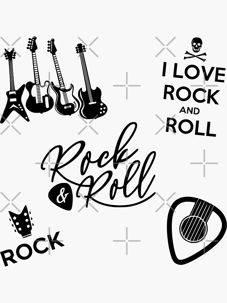 Rock and roll stickers collection colorful poster Vector Image