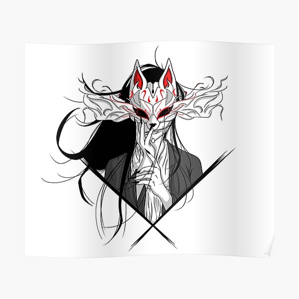 Kitsune Mask Female Cyberpunk Character Poster By Yunoart66 Redbubble 6728