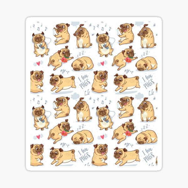 Vista previa del artículo con la obra «Pug Dog Art Pugs cachorro graciosos perros lindos», diseñado y vendido por Coolstuff4you71.