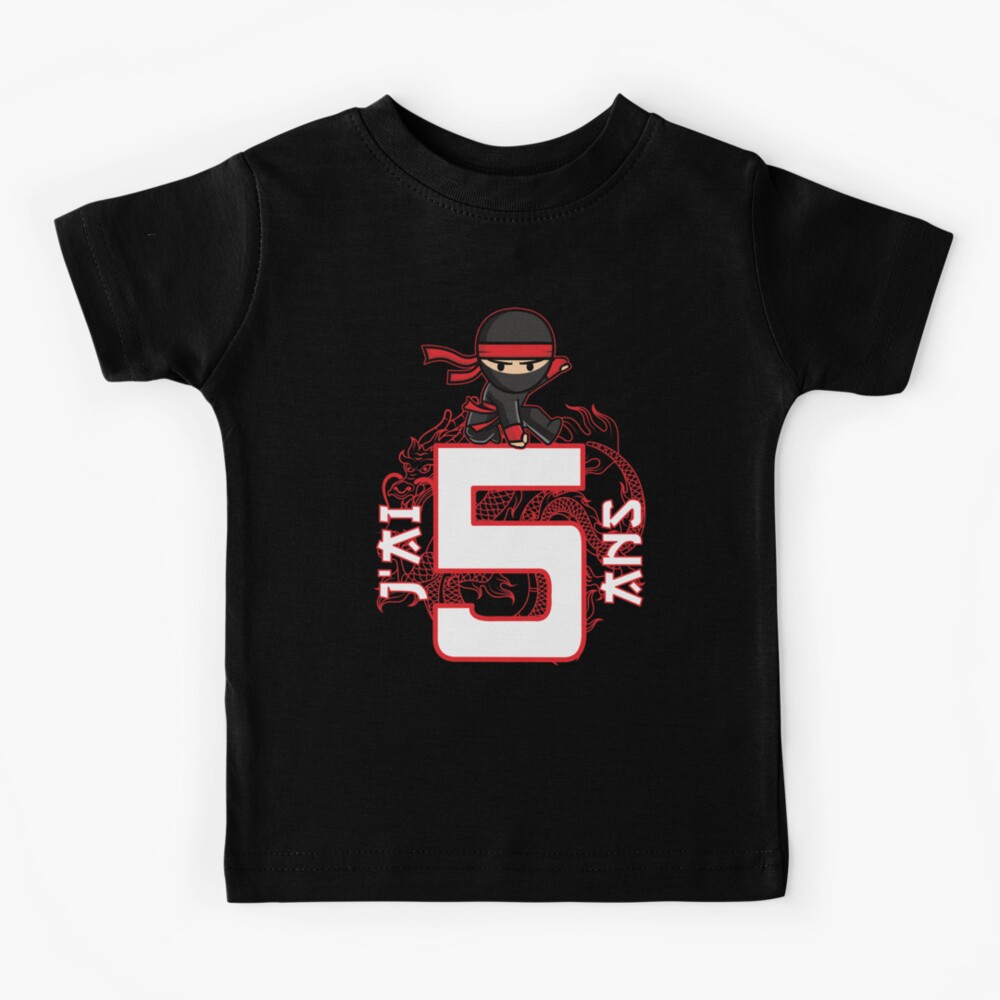 5eme Anniversaire 5 Ans Un Beau Cadeau Avec Un Motif Ninja Kids T Shirt By Zimstar Redbubble